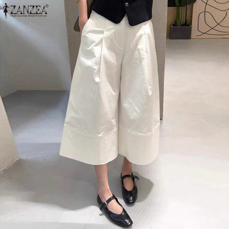 Summer Clothing Work - ZANZEA Pantalon Capri à jambes larges