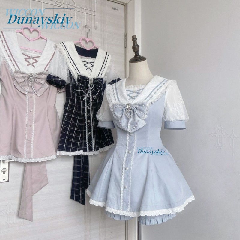 Summer Japanese Clothing - Ensemble Robe Col Marin avec Nœud