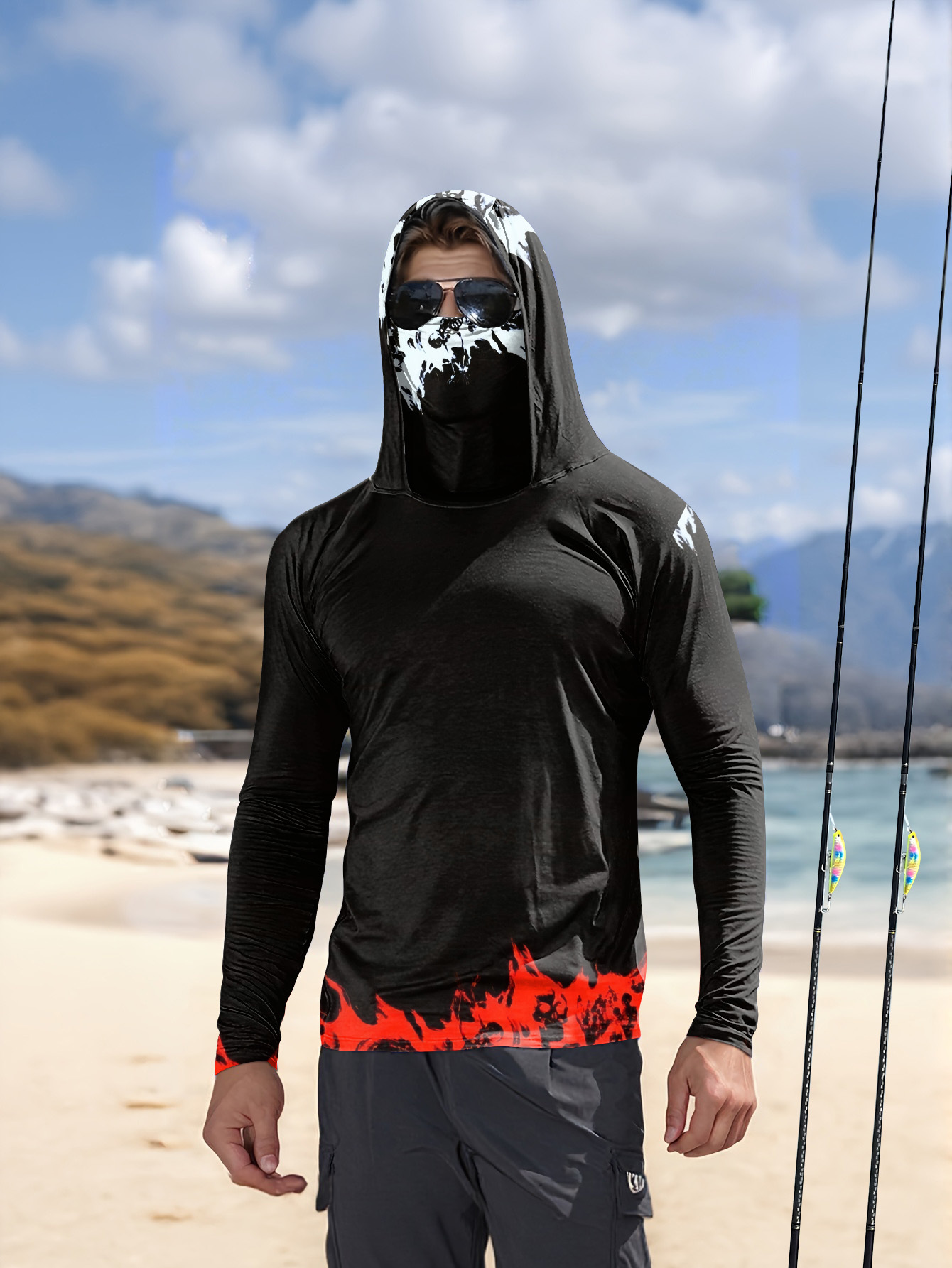 Rash Guard Long Sleeve - Chemise de pêche à capuche pour