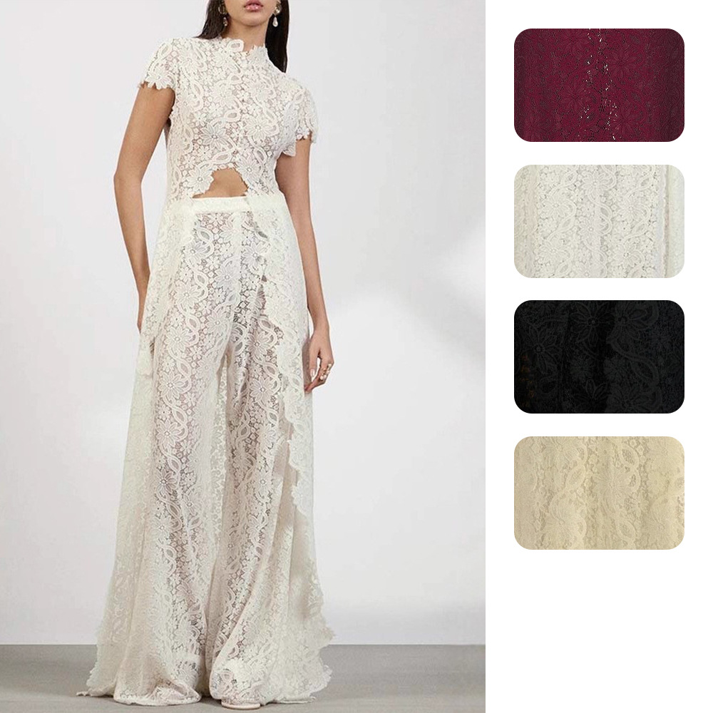 Palazzo Pant Wide - Ensemble pantalon 2 pièces en dentelle