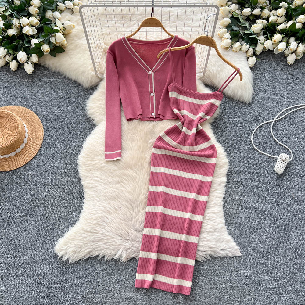 Summer Clothing In Winter - Robe slim en tricot rayé, sexy,