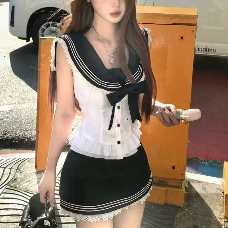Summer Japanese Clothing - Ensemble 2 pièces avec nœud de