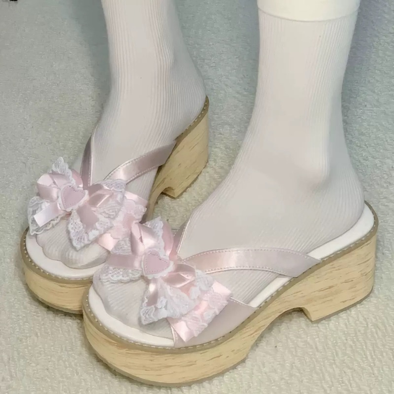 Summer Japanese Clothing - Sandales à plateforme épaisses en bois