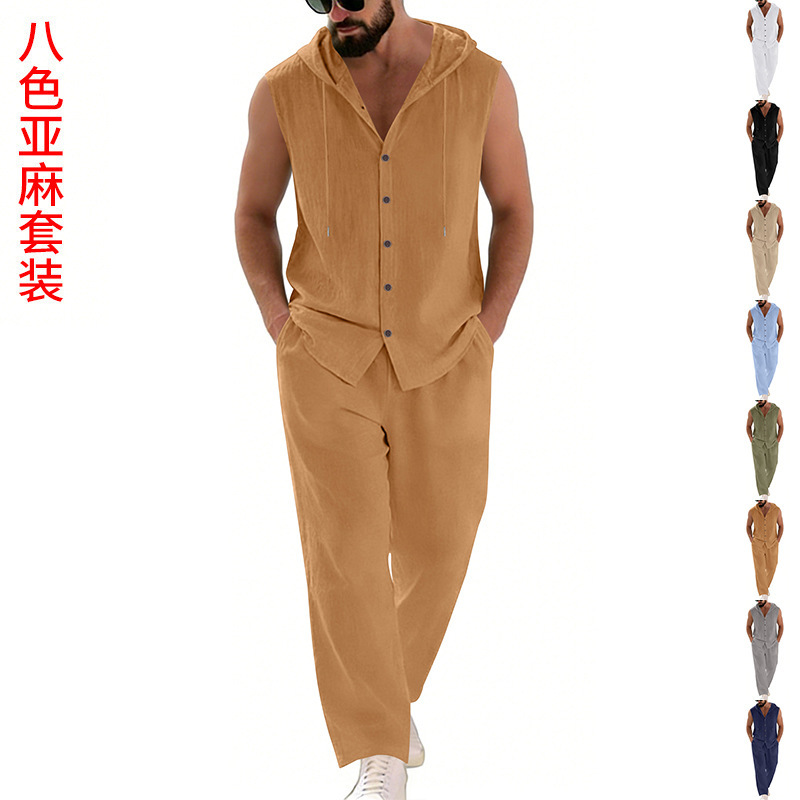 Summer Outdoor Clothing - Costume décontracté en lin pour hommes,