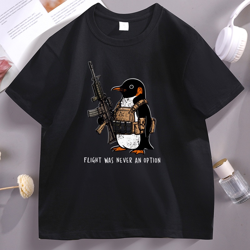Summer Clothing Options - T-shirt tactique à imprimé pingouin, T-shirt