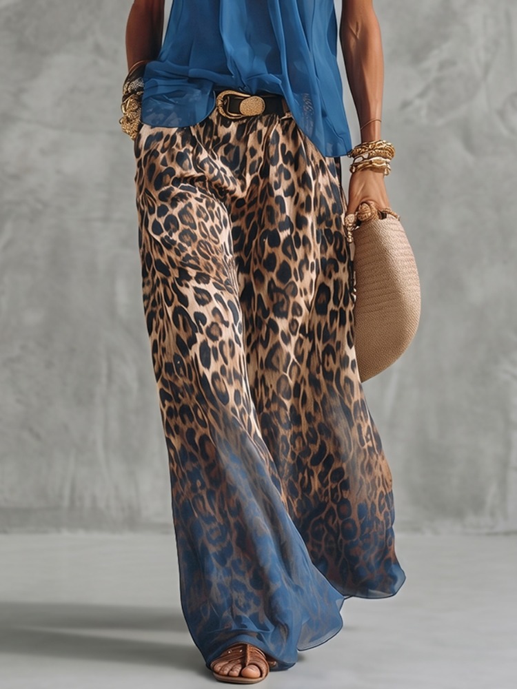 Palazzo Pant Wide - Pantalon Palazzo Yeezzi pour femme, imprimé
