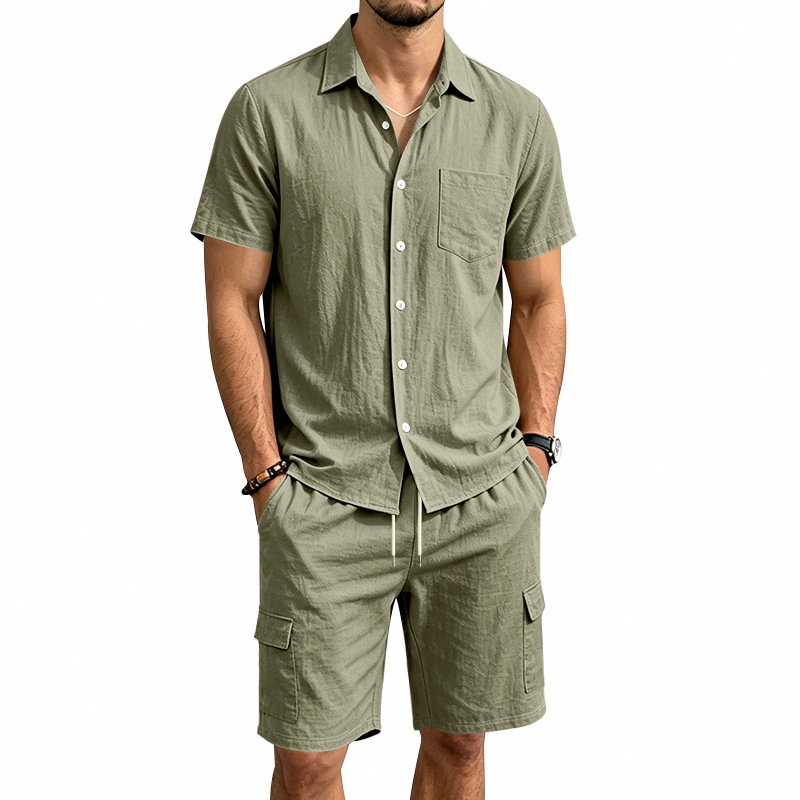 Summer Outdoor Clothing - Ensemble deux pièces en lin américain