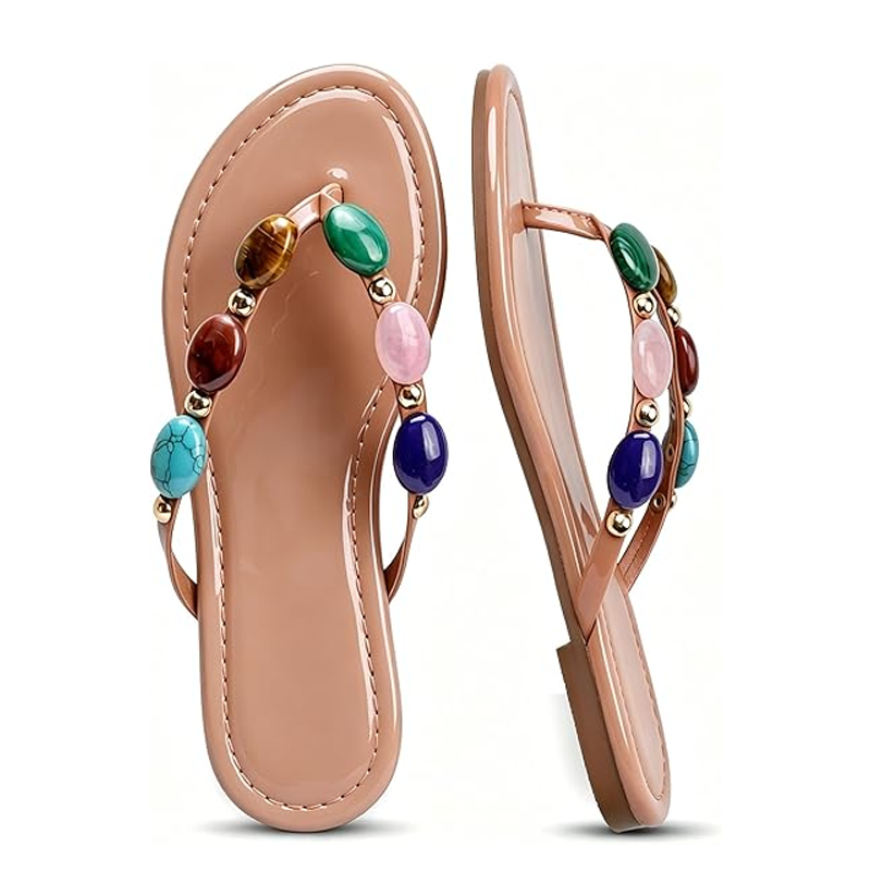 Flip Flop Jeweled - Nouvelles sandales plates décontractées pour femme,