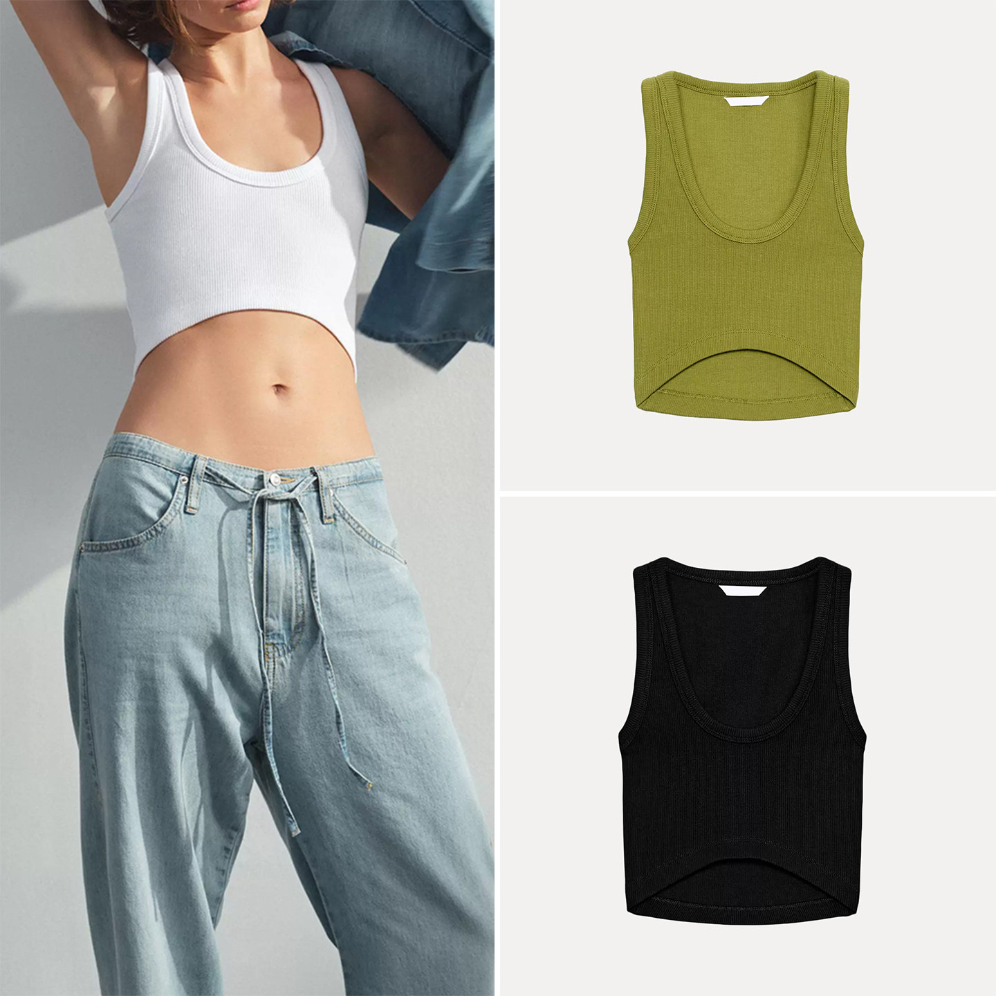 Haut court côtelé sans manches - Summer Clothing Options avis et prix