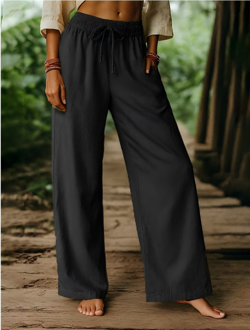 Pantalon en lin à taille élast - Palazzo Pant Wide avis et prix