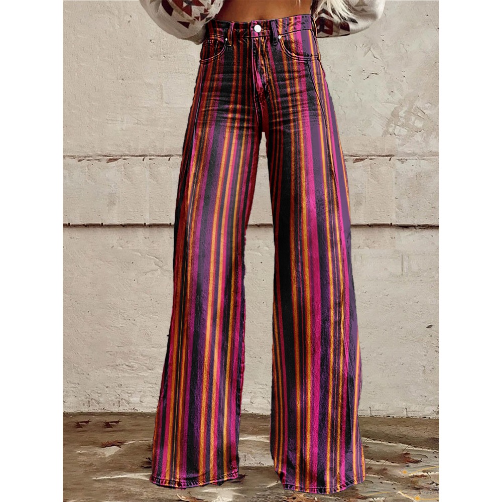 Pantalon évasé à rayures rétro - Palazzo Pant Wide avis et prix