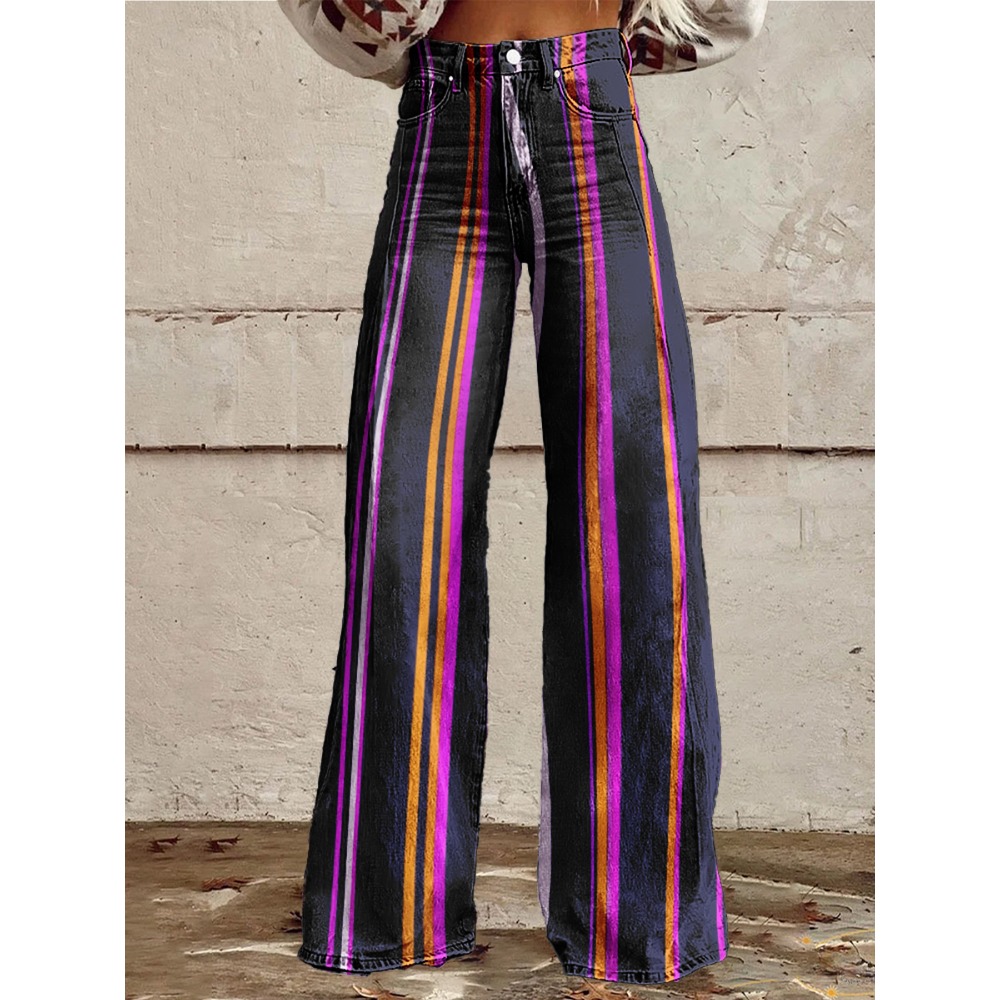 Pantalon évasé à rayures rétro - Palazzo Pant Wide avis et prix