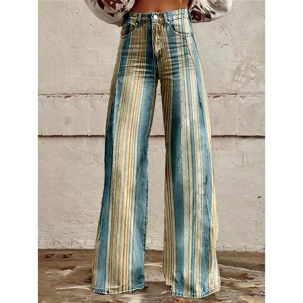 Pantalon évasé à rayures rétro - Palazzo Pant Wide avis et prix